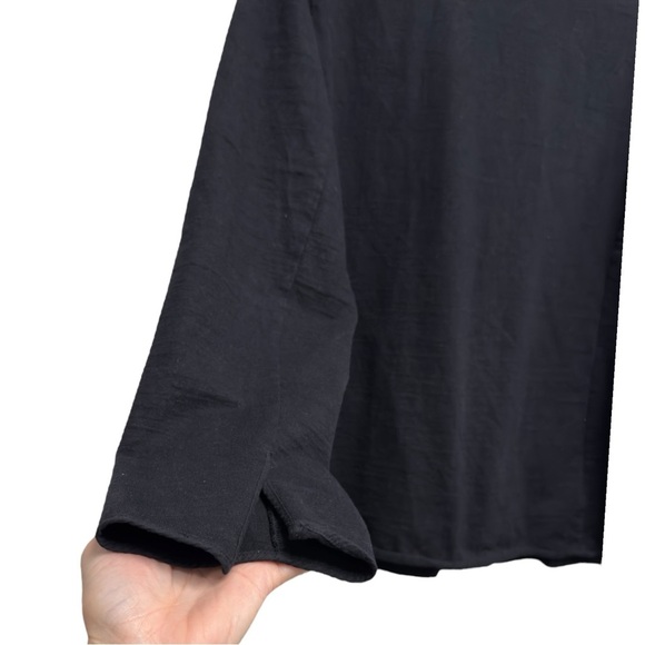 Eileen Fisher Cotton Knit Cardigan Black Jacket With Hidden Button Closure - Picture 7 of 11